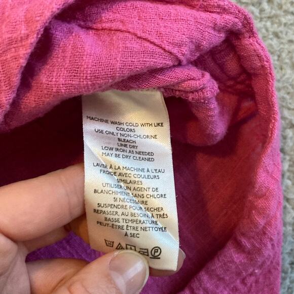 We The Free People Button Top Small Oversized Gauze Long Sleeve Boho Beach Pink - Picture 13 of 16